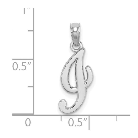 10K White Gold Polished I Script Initial Charm - Picture 3 of 9